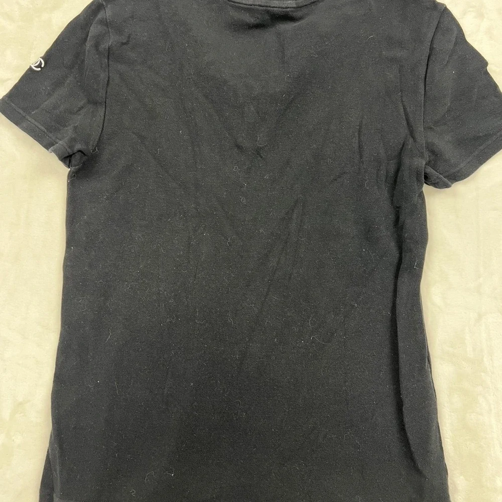 Chanel Uniform Henley Top Womens M Black Short Sleeve Pique CC Logo 20P